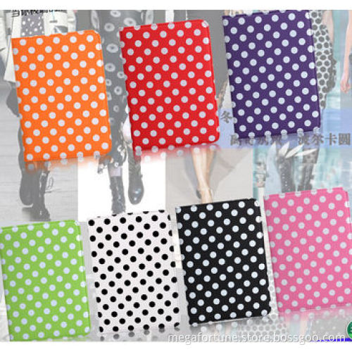 Polka dot pattern 360° rotate leather case for iPad mini 2, OEM/ODM are welcomed